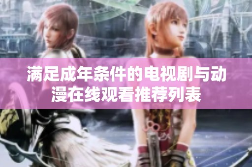 满足成年条件的电视剧与动漫在线观看推荐列表
