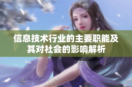 信息技术行业的主要职能及其对社会的影响解析