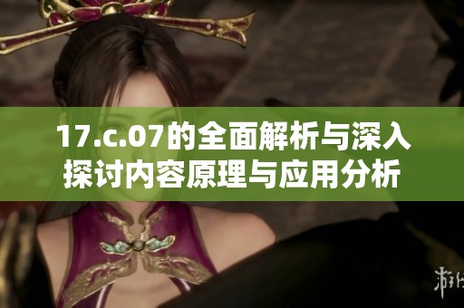 17.c.07的全面解析与深入探讨内容原理与应用分析