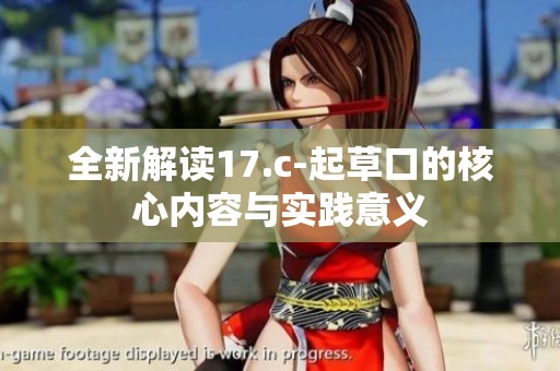 全新解读17.c-起草口的核心内容与实践意义